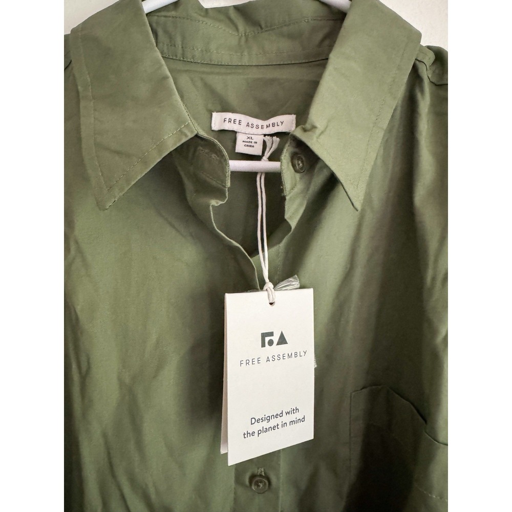 Free Assembly Pleated Shirtdress Olive Green Size XL New with Tags - Picture 3 of 9